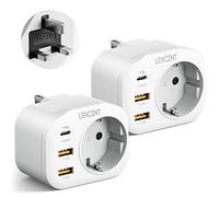 LENCENT Deux Adaptateur Prise UK Adaptateur de Voyage avec Charge Rapide QC3,0 PD20W Europe vers Royaume-Uni Écosse, Irlande, Pays de Galles, Maldives, Royaume-Uni, Type G