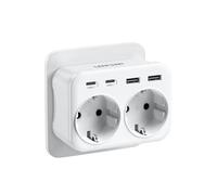 LENCENT Ladron Prise USB 4 000 W, prises 6 en 1, 2 prises CA, 3 USB et 1 type C, prise murale multiple avec USB, chargeur de type C pour téléphone portable, adapté à la famille, à la cuisine et au
