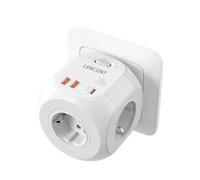 LENCENT Murale Europe Prise Multiple Secteur USB Multiprise Murale, 4000W 4 prises CA, 2 USB et 1 PD20W avec interrupteur, chargeur pour famille, cuisine et bureau