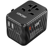 LENCENT PD 30W Adaptateur de Voyage Universelle Prise International avec 3 USB-C et 2 USB-A Charge Rapide Adaptateur Mondial France vers US Canada UK AUS Chine Japon Irlande, Type A/C/G/I, Noir