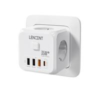 Lencent Prise Ue Multiprise Prise Murale Avec 3 Ac+3 Usb Qc 18W+1 Type C Pd 35W Adaptateur De Chargeur Rapide Prise 7 En 1 Interrupteur Marche/Arrêt.Pd35W 3Ac 3U 1C.Ue Plug