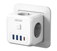 Lencent Prise Ue Multiprise Prise Murale Avec 3 Ac+3 Usb Qc 18W+1 Type C Pd 35W Adaptateur De Chargeur Rapide Prise 7 En 1 Interrupteur Marche/Arrêt.3Ac 3U 1C.Ue Plug