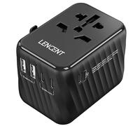 LENCENT Prise Universelle Voyage International Adaptateur de Voyage avec 5,6A 3 USB-C et 2 USB-A Adaptateur Mondial France vers Américain Canada UK Australie Chine Japon Irlande, Type A/C/G/I, Noir