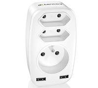 LENCENT Prise USB Secteur Multiple, 5 en 1 Chargeur USB Multiprises avec 1 Sortie AC 16A, 4000W, 2 Prise Euro et 2 Ports USB, Prise Murale Electrique Idéal pour Chambre Bureau Domicile