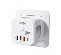LENCENT Prise USB Secteur PD35W Multiple Murale Cube, 7 en 1 Multiprises et Chargeur Rapide PD35W avec 3 Sortie AC 4000W, 1 Type C et 3 Ports USB, Prise Murale Electrique Idéal pour maison, bureau