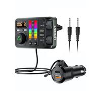 LENCENT Transmetteur FM Bluetooth 5.3 Voiture Double Molette Treble & Basse