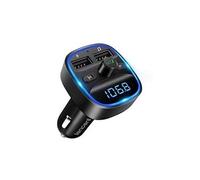 Lencent transmetteur fm bluetooth, bluetooth lecteur mp3 adaptateur radio sans fil kit émetteur fm voiture chargeur, appel mains libres, 2 usb port