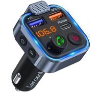 LENCENT Transmetteur FM Bluetooth Voiture 5.0,Chargeur Rapide PD 20W +18W QC3.0,Support Deep Bass,Clé USB,Appels Mains Libres