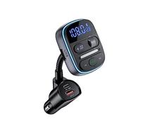 LENCENT Transmetteur FM Bluetooth Voiture, Allume Cigare Bluetooth 5,3 Charge Rapide PD 30W & QC3.0, Kit Main Libre Appels, Contrôle Volume Rotatif, Écran LED, USB/TF Carte, Col de Cygne Flexible