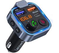 LENCENT Transmetteur FM Voiture, Allume Cigare Bluetooth 5.3 Émetteur Radio, Chargeur Rapide PD 20W Type C+ QC3.0, Appels Mains Libres, Lecteur de Musique MP3 Basse Support U Disk