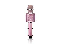 Lenco BMC-090 - Microphone karaoké - Bluetooth V4.2 - avec Station d'accueil pour Smartphone - 5 Watt RMS - Effets Lumineux LED - Batterie intégrée de 1200 mAh - Android et iOS - Rose