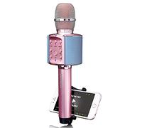 Lenco BMC-090 - Microphone karaoké - Bluetooth V4.2 - avec Station d'accueil pour Smartphone - 5 Watt RMS - Effets Lumineux LED - Batterie intégrée de 1200 mAh - Android et iOS - Rose
