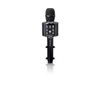 Lenco BMC-090 - Microphone karaoké - Bluetooth V4.2 - Avec support pour smartphone - 5 W RMS - Effets d'éclairage LED - Batterie intégrée de 1 200 mAh - Android et iOS - noir
