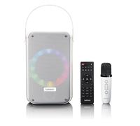 Lenco BTC-060 Machine Karaoké Portable - Bluetooth 5.2-20W RMS - 2 Haut-parleurs - Microphone - Télécommande - Batterie intégrée - Effets Lumineux - Blanc