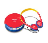 Lenco CD-021 Lecteur CD Portable pour Enfants - Discman - Casque avec limitation du Volume - Lit Les CD-R/RW - Batterie intégrée - avec câble de Charge - Rouge/Bleu