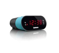 Lenco CR-07 Bleu - Radio-réveil FM - Radio-réveil - 2 alarmes - Double alarme - Mise en veille - Snooze - Écran LED - Tuner FM PLL - Bleu