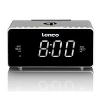 Lenco CR-550SI - Radio-réveil FM stéréo avec USB et chargeur de smartphone sans fil Qi - Argent