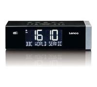 Lenco Radio-réveil CR-640BK FM stéréo - horloge à commande radio, entrée AUX - Noir-Argent