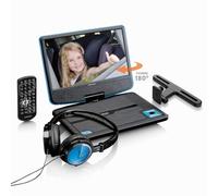 Lenco DVP-910BU - Lecteur DVD portable de 9 pouces avec casque, port USB et dispositif de suspension - Bleu/noir