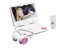 Lenco DVP-910PK - Lecteur DVD portable de 9 pouces avec casque, port USB et dispositif de suspension - Rose/blanc