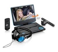 Lenco DVP-910BU - Lecteur DVD portable de 9 pouces avec casque, port USB et dispositif de suspension - Bleu/noir G