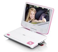 Lenco DVP-910PK - Lecteur DVD portable de 9 pouces avec casque, port USB et dispositif de suspension - Rose/blanc