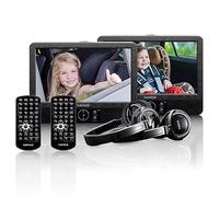 Lenco DVP-939 - lecteur DVD portable 2 x 9 pouces avec 2 casques et 2 supports d'appui-tête - batterie rechargeable intégrée - entrée USB - lecteur de carte SD - noir