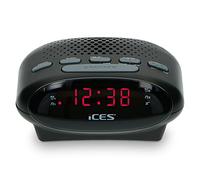Lenco Ices ICR-210 Black - Radio-réveil FM, Radio-réveil, Tuner PLL-FM, Fonctionnement sur piles, Réveil, Fonction double alarme, Fonction snooze, Écran LED, Noir
