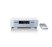 Lenco KCR-100 - Radio de Cuisine - Radio intégrée avec Bluetooth - récepteur FM PLL - mémoire 5 Stations - éclairage LED - 2 x 1 Watt RMS - Horloge avec Fonction minuterie - télécommande - Blanc