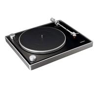Lenco L-455BK - Platine vinyle avec entraînement par courroie visible, cadre en aluminium brossé et cellule à aimant mobile Ortofon 2M RED - Noir