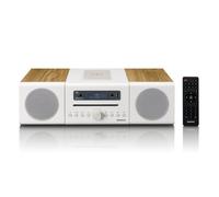 Lenco MC-375WHWD - Chaîne HiFi stéréo avec radio DAB+/FM, Bluetooth®, lecteur CD et station de recharge sans fil - Blanc/Bois