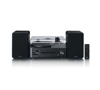MC-760BK - Chaîne hi-fi avec platine vinyle et haut-parleurs - Radio Internet, DAB+, FM, Bluetooth, lecteur CD/MP3 - Noir