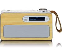 Lenco PDR-040 - Radio Portable DBA+ - Radio FM - avec Bluetooth - Batterie intégrée de 2000 mAh - 3 W RMS - Horloge et réveil - en Bambou véritable - Blanc