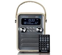 Lenco PDR-051 Radio Portable Dab+ Rétro - Radio FM PLL avec Bluetooth et Batterie Intégrée - 1800mAh - Horloge et Minuterie - 5 Watts RMS - Télécommande - Taupe