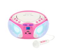 Lenco Radio FM Portable avec Lecteur CD / MP3 / USB, Micro et Effets Lumineux