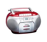 Lenco Radio FM Portable Stéréo avec Lecteur Cassette / CD et Écran LCD Rouge