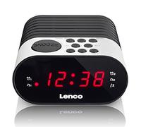 Lenco Radio-réveil CR-07 avec Affichage LED, 2 Heures d'alarme, Double Alarme, minuterie d'arrêt, Fonction Snooze, en 3 Couleurs, Petit