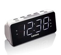 Lenco Radio-réveil CR-18 - Montre-Radio avec écran LED géant (4,6 cm) - variateur d'intensité - 2 alarmes (PLL FM, Chargeur USB, Double Alarme), Blanc