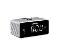 Lenco CR-550SI - Radio-réveil FM stéréo avec USB et chargeur de smartphone sans fil Qi - Argent