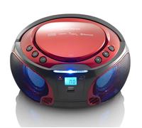 Lenco SCD-550RD - Radio FM et lecteur CD/MP3/USB/Bluetooth® portable avec éclairage LED - Rouge