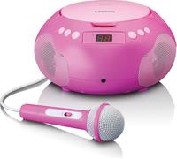 Lenco SCD-620PK - Lecteur CD pour enfants Radio Microphone Entrée auxiliaire Rose