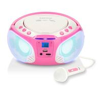 Lenco Radio CD SCD-650 – Boombox portable USB MP3 Bluetooth 3.0 FM LED Sing-A-Long Rose