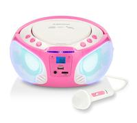 Lenco Radio CD SCD-650 – Boombox portable USB MP3 Bluetooth 3.0 FM LED Sing-A-Long Rose