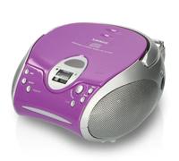 Lenco SCD24 - Lecteur CD pour enfants - Radio CD - Chaîne hi-fi - Boombox - Tuner radio FM - Mémoire de pistes - Puissance 2 x 1,5 W RMS - Fonctionne sur secteur et sur piles - Mauve
