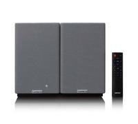 Lenco Ensemble de 2 enceintes HiFi stéréo SPB-240BKGY – Son puissant et design élégant – Noir/Gris