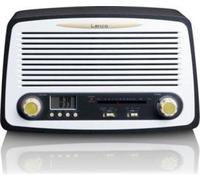 Lenco SR de 02gy Rétro FM Radio stéréo avec fonction horloge et alarme, structure en bois, 2 x 3 W Noir Noir G