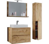 LendasL Ensemble de meubles de salle de bain 60 cm, miroir, finition chêne miel.