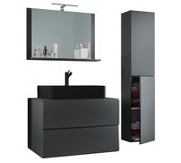LendasLBL ensemble de meubles de salle de bains 4 parties anthracite
