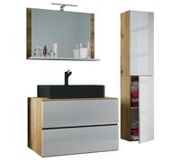 LendasLBL ensemble de meubles de salle de bains 4 parties chêneReproduction, blanc