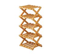 LENDISIY Bambo Étagère à chaussures pliable peu encombrante - Design fin - Pas de montage nécessaire - Organiseur de chaussures pliable pour couloir, chambre à coucher, salon - 5 niveaux - Naturel